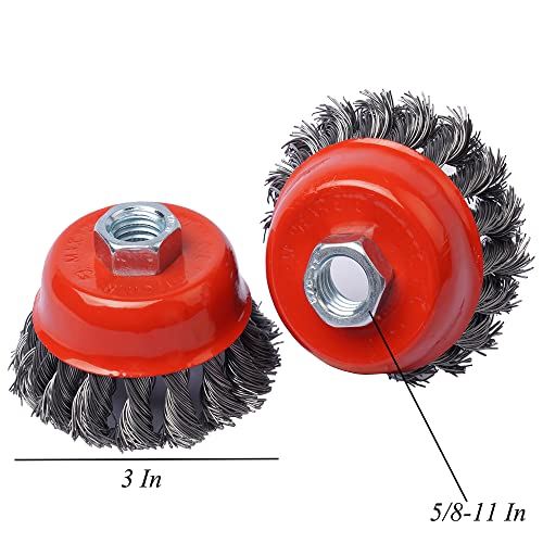 Wire Cup Wheel Brush,3 Inch Twisted Knotted With 5/8-Inch-11 Unc Threaded Arbor For Heavy Cleaning Rust,Stripping And Abrasive For Angle Grinder #TOP3