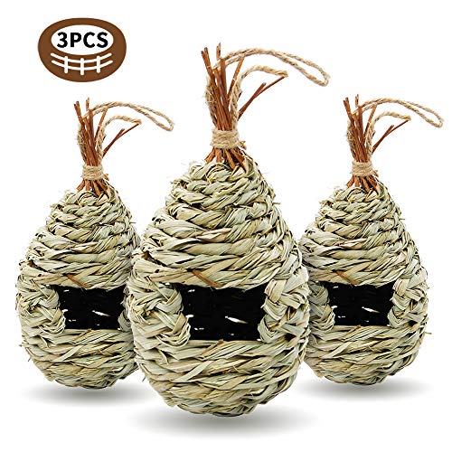 Gute Hummingbird House, Birdhouses for Outdoors Hanging, Set of 3 Hand Woven Hummingbird