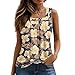 Womens Tank Tops Loose Fit Sleeveless Pleated Square Neck Summer Blouses Dressy Floral Shirts Flowy Boho Graphic Tees Boho Shirts All White Party Outfit Yellows XX-Large