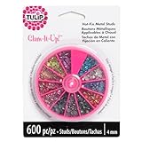 Tulip Glam-It-Up Iron-On Hot Fix Metal Studs 600 Pack Assorted Colors