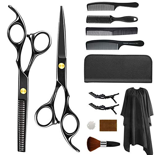 AUGNORYE 13 Pcs Hair Cutting Scissors Kit, Professional Hair Barber Scissors Kit with Thinning Shears, Home Hair Shears for Women, Men, Kids