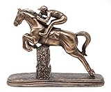 Jumping Horse Racing Statue Bronze Sculpture With Jockey Steeplechaser Ornament