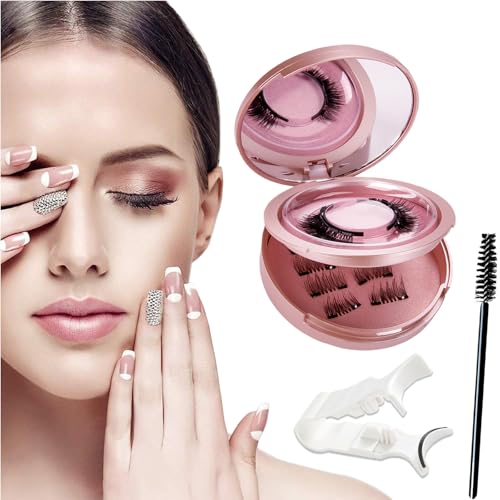 Magnetic Eyelashes without Eyeliner Reusable 3 Pairs False Lashes Natural Look 3D Effect Waterproof Fake Eyelash Set with Applicator