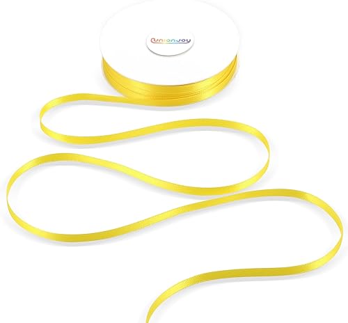 Miniatura 5 de UnionJoy Cinta de satén amarilla de doble cara, 14 pulgadas x 50 yardas, cintas finas de alta calidad perfectas para envolver regalos, tarjeta de