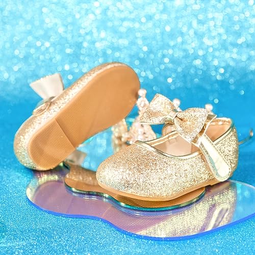 Image of PHIRAMIN Toddler Flower Girl Dress Shoes - Little Girl Mary Janes Flats Wedding