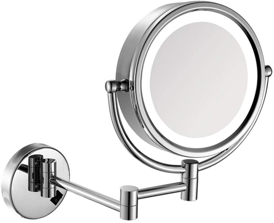Miroir de maquillage de salle de bain grossissant rasage pliant avec prise et interrupteur