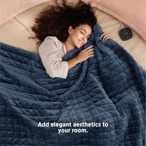 Image of Bedsure Luxury Quilted Heated Blanket Full, Thick Electric Blanket, Blue