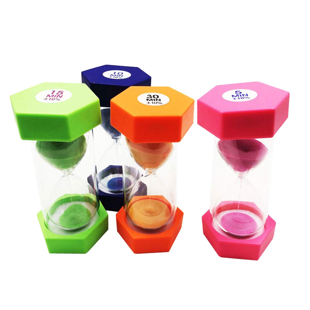Lot de 4 sabliers pour cuisine, étude, yoga, exercice, jeux, lecture, sauna, salle de bain, café, restaurant – 5, 10, 15, 30 minutes