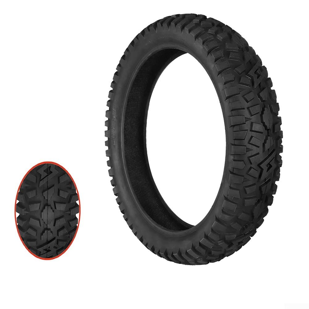 Oniissy 20 In Fat Tires 20 × 5.0 - Pneumatico in gomma per bicicletta elettrica senza camera d'aria - Pneumatico di ricambio per bici elettrica senza camera d'aria resistente alle forature fuoristrada