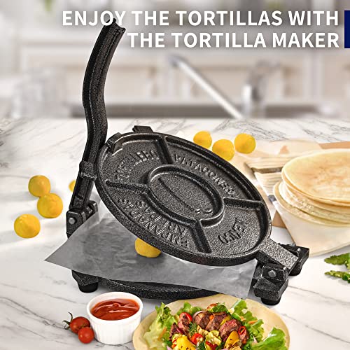 Arc Tortilla Press 10.4 Inch, Cast Iron Tortilla Maker, Heavy Duty Tortillera Pataconera, Flour Tortilla Press, Roti Maker, Taco Maker, Taco Press, Black Gray #TOP1