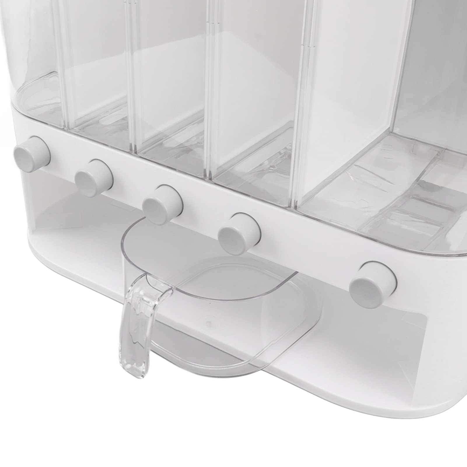 Scatola Dispenser per Cereali con Design a 5 Griglie per Conservare Facilmente i Cereali in e Dispensa, PET per Uso Alimentare, Contiene 10 Kg, 41 X 16 X 33,5 Cm
