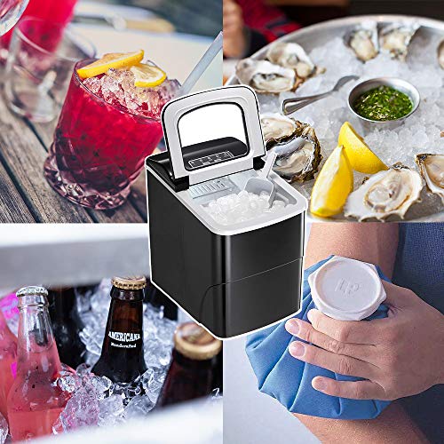 AGLUCKY Counter top Ice Maker Machine,Compact Automatic Ice Maker,9 Cubes Ready in 6-8 Minutes,26lbs/24hrs,Portable Ice Cube Maker with Ice Scoop and Baskets - Thumbnail 6