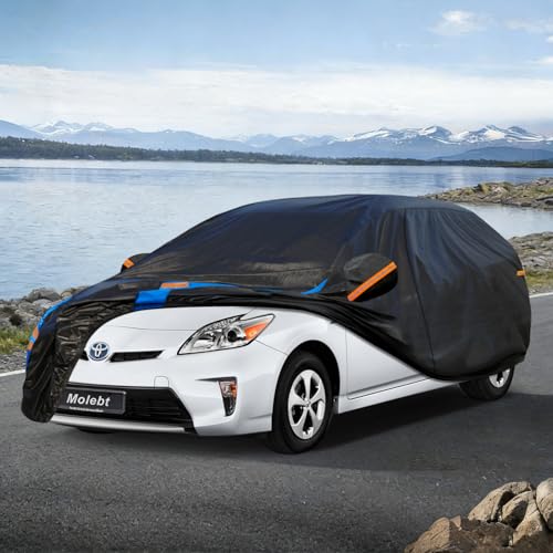 Image of Custom Fit Car Cover for Toyota Prius (2004-2026), Upgraded Waterproof All Weather Outdoor Auto Cover with Driver Door Zipper, Mirror Pockets, UV /Snow /Rain Protection