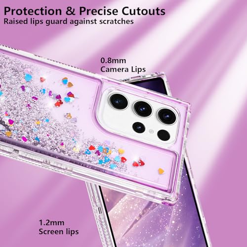 TikoVast Designed for Samsung Galaxy S26 Ultra Case, 3-in-1 PC+Silicone Shockproof Liquid Glitter Phone Case, Bling Quicksand Clear Cute Heart Protective Cover for Women Girls by TikoVast - Used condition - Image 7