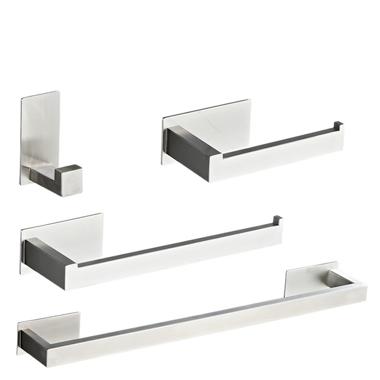 Portarrollos BañO Juego de Accesorios de baño Plateados de Acero Inoxidable, toallero, Soporte de Papel higiénico, Gancho for toallero, Accesorios de baño Portarrollos De Cocina (Color : L 4 Pieces)