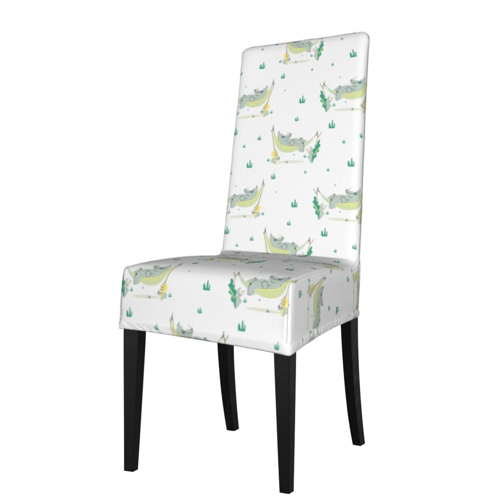 Lkymoh As Picture Rhino Pattern On White Background, Chair Covers Stretch Chair Slipcovers For Dining Room, For Party Pet Protection Universal Fit Soft Polyester
