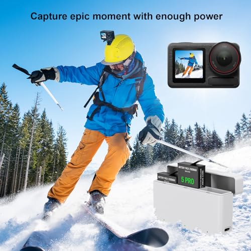 Image of Action 5 Pro 4 3 Replacement Battery with 2 Charger Hub, 2100mAh Rechargeable Battery Compatible with DJI Osmo Action 5 Pro 3 /4(White, 2 Pack Batteries)