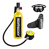 GOYOJO Scuba Diving Oxygen Tank 1L Cylinder Underwater Breather with Breathing Valve (Yellow Mini A Set)