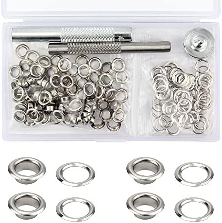 Kit Occhielli Per Teloni E Borse - 100 Pezzi 12mm Con Strumento, Argento - Foto 5