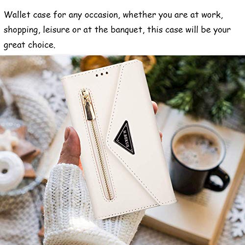 Harsel Galaxy S10E Case Cover Zipper Wallet Case For Women/Men,Flip Folio Purse Leather Crossbody Case With Card Holder Shoulder Strap Shockproof Samsung S10E Lanyard Phone Case Handbag White #TOP7