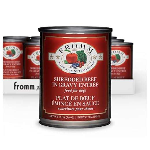 Fromm Four-Star Nutritionals Shredded Beef in Gravy Entrée Dog Food - Premium Wet Dog Food - Beef Recipe - Case of (12) 12 oz Cans