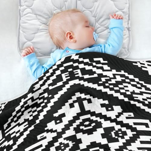 Kigai Black White Pattern Baby Blanket for Boys Girls Swaddle Blankets Soft Cozy Receiving Blanket Nursery Crib Blankets for Toddler Newborn, 30 x 40 Inch4