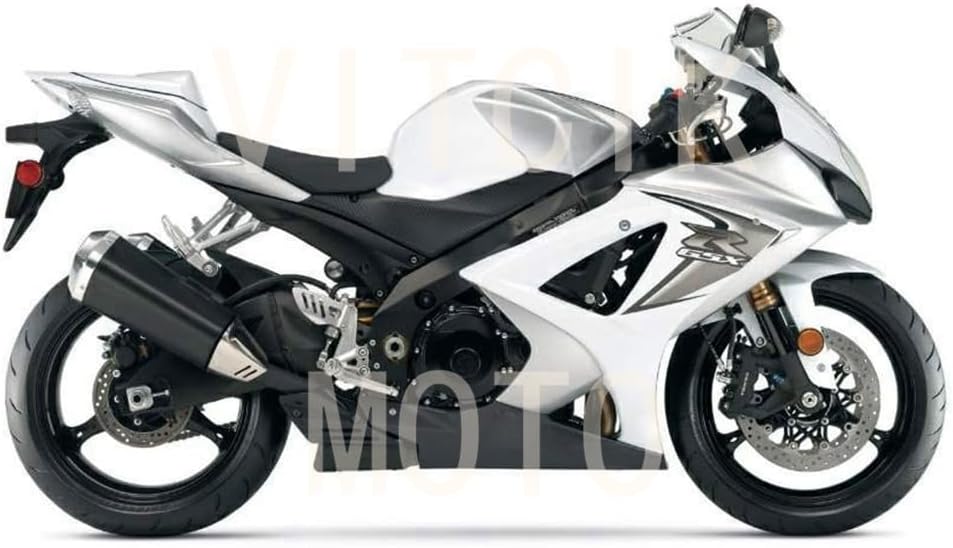 (Fairing Kits Fit for GSXR1000 K7 2007 2008 GSXR 1000 GSX R1000 K7 07 08) Plastic ABS Injection Mold Complete Motorcycle Body Aftermarket Bodywork Frame(Silver & White) A002