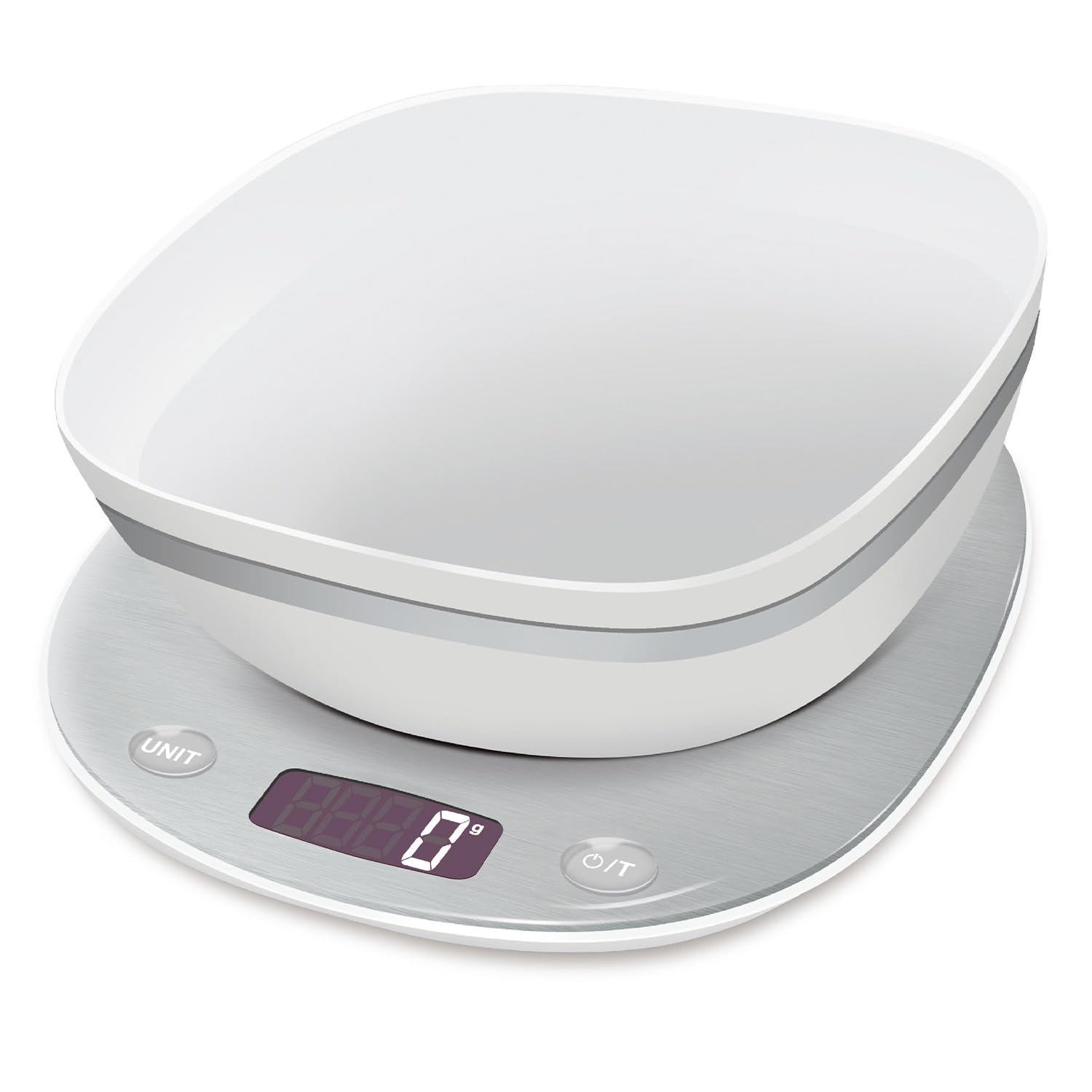 TERRAILLON - MACARON GLACEE + BOL - Bilancia da cucina elettronica, finitura inox, ciotola da 1,5 l, schermo LCD retroilluminato, maniglia integrata, capacità 5 Kg, gradazione 0,5 g/1 g, acciaio inox