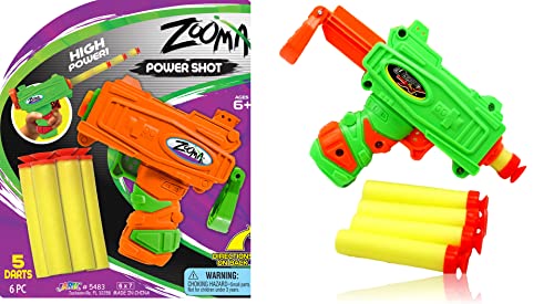 Fun-A-Ton Zooma Mini Pistol Dart Gun (1 Toy Gun Assorted) Plus 5 Small Soft Foam Darts Bullets for Kids & Adult, Boys Toys. Blaster Games. Party Favors Birthday Supplies Pinata Filler. 5483-1