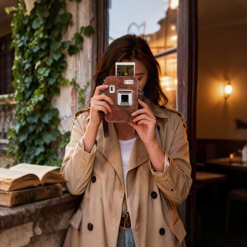 Funda Premium para Fujifilm Instax Mini LiPlay+ en Cuero Vegano Marrón miniatura 6
