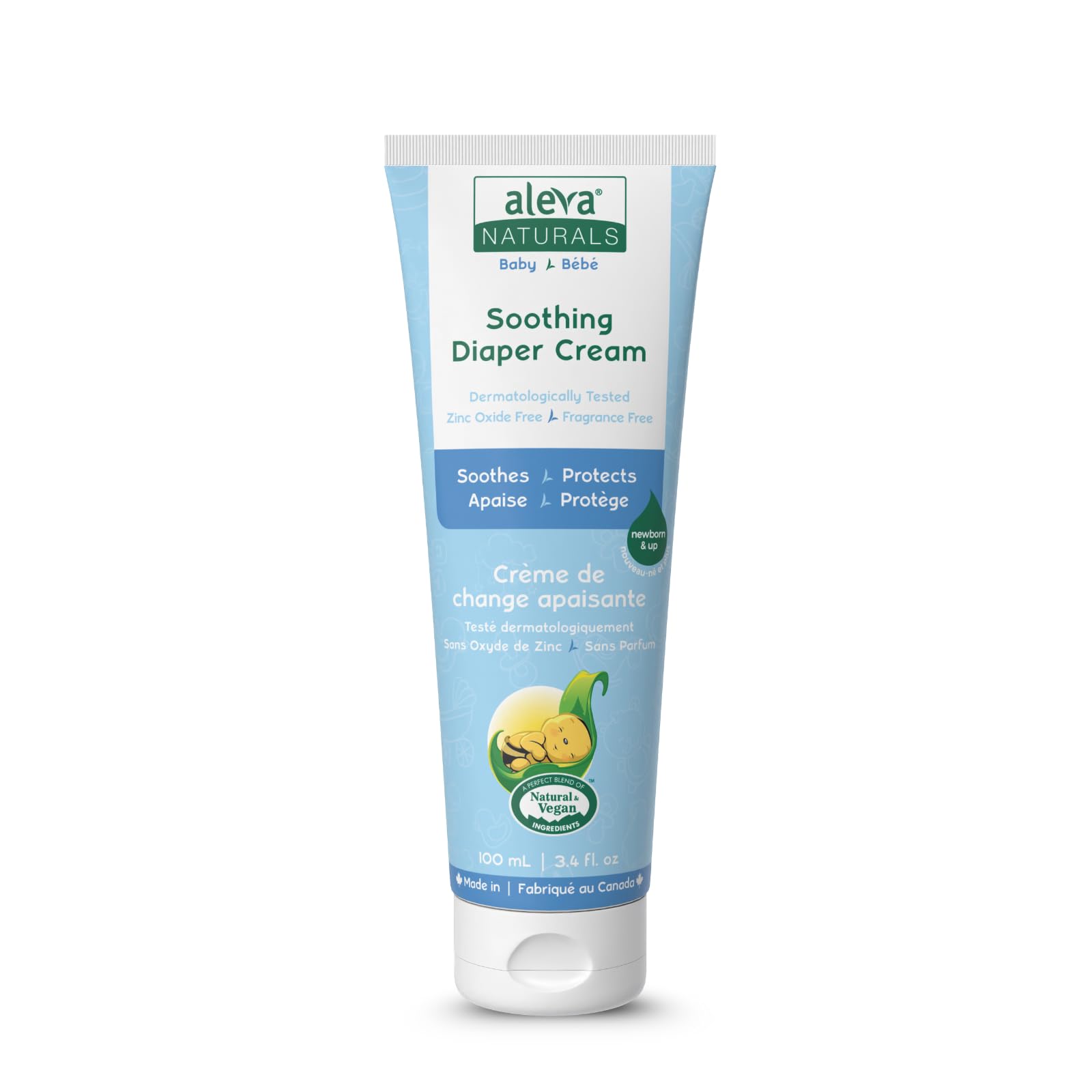 Aleva Naturals Baby Diaper Cream - 100ML Canadian Baby Diaper Rash Cream Plant Based Organic Shea Butter, Aloe Vera hypoallergenic Diapers cream Soothing Nourishing Nappy Diaper Cream Babies Soothes Newborn Sensitive Skin