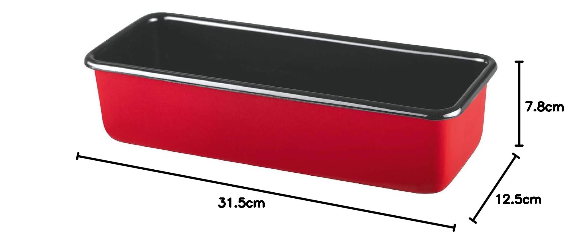 Riess, 0638-020 - Stampo per torta reale, classico, colore rosso, 30 x 10 cm, altezza 7,8 cm, contenuto 1,7 litri, smaltato, rosso/nero
