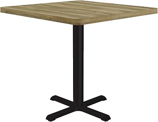 Correll 30" Round Pub Table, 29" High Dining Cocktail Table, Durable Colonial Hickory High Pressure Laminate Top & Edge, Cast Iron Base, Made in The USA, Leveling Glides