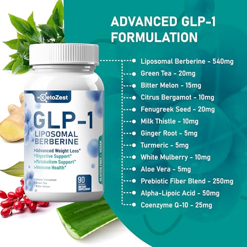 GLP-1 Weight Loss Support Supplement - 15-in-1 GLP1 Booster for Support Weight Management Appetite Suppressant Fat Burn for Women Men - with Liposomal Berberine HCl Bitter Melon Citrus - Image 5