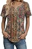 Blusas de verano para mujer Zeagoo, manga corta, escote en V, túnica plisada para trabajo 4