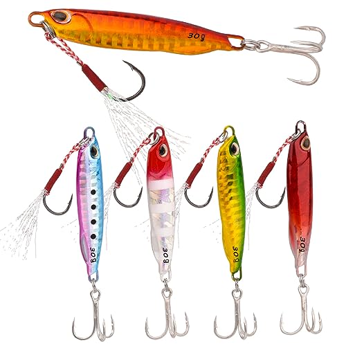 Leurres de pêche Jigs pour basse et cyprinidés en métal à couler avec cuillère pour micro jigging (5PCS/30g)