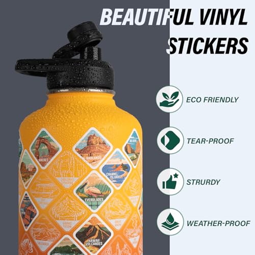 Insulated Water Bottle | Thickened Stainless Steel Vacuum Metal | Portable Sports Half Gallon Large Water Jug for Gym and Hiking with Straw, Carrier Bag, Handle Strap | BPA-Free 64 oz