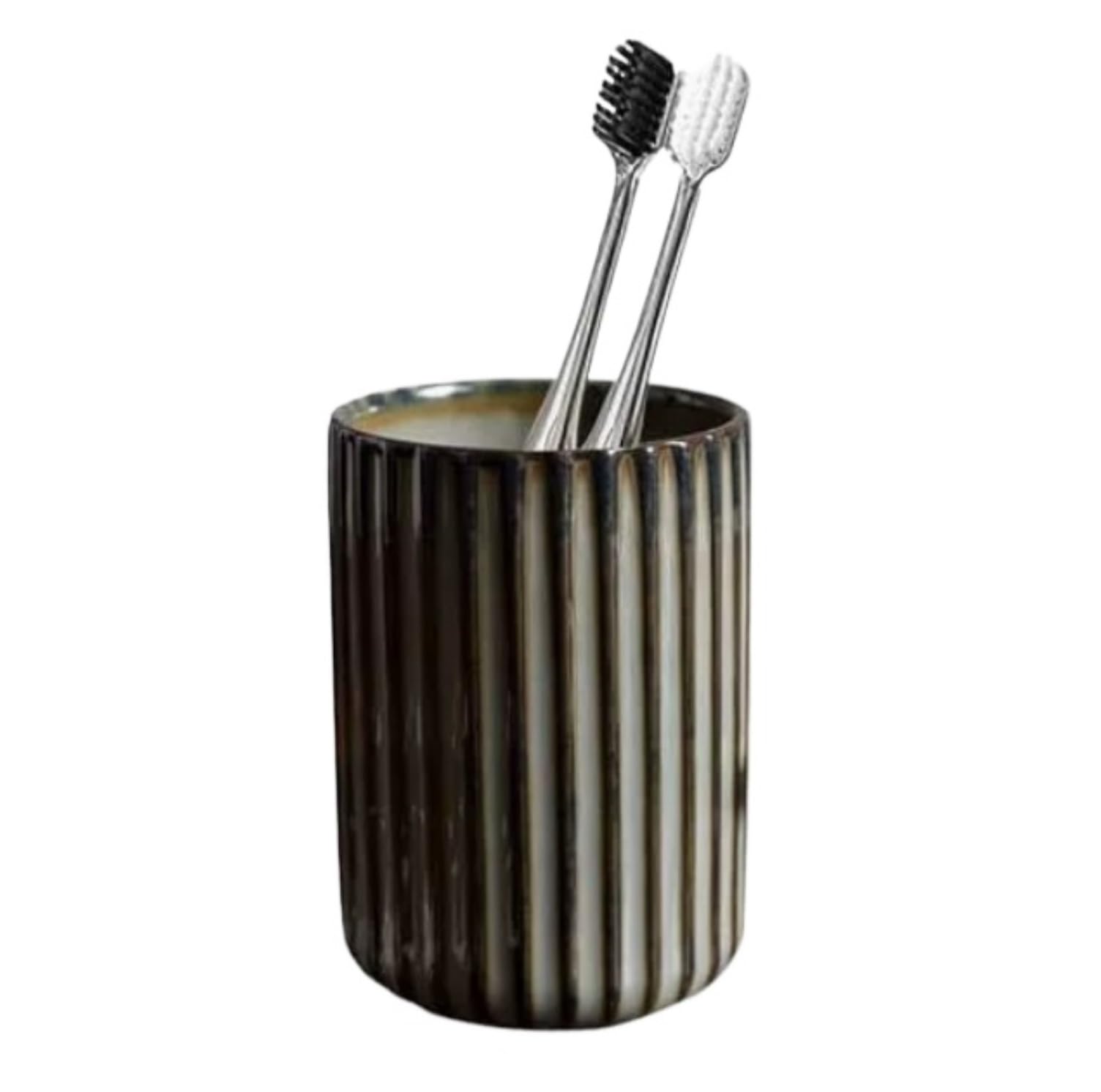Uchwyt Na Szczoteczki Do Zębów Akcesoria Łazienka Ceramiczny Uchwyt Na Szczoteczki Do Zębów Blat Łazienkowy Z Organizerem Pasty(Grey)