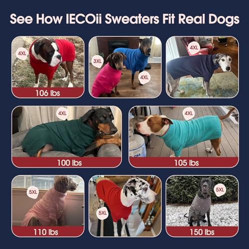 Image of Great Dane Sweater,5XL Extra Large Sweater for Giant Breed Dogs in Winter | Turtleneck Cold Weather Outfit, For Senior & Short-haired Giant Dog Clothes, Elastic Pullover for Saint Bernard,Mastiff