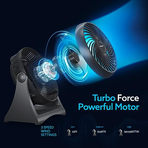 NEXAIR Air Circulator Portable Turbo Fan, 3 Speed Adjustable Desk fan Powers Cool Air-Waves Up To 25ft, Quiet Operating Fan For Bedroom, Made Of Durable Material, Great For Office & Living Room - Thumbnail 3