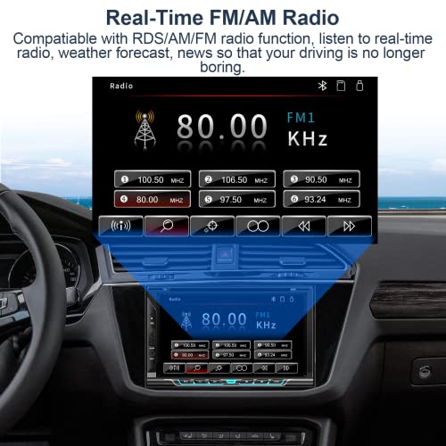 Image of 7 Inch Double Din Car Radio Stereo with CD /DVD Player Carplay&Android Auto | Support Bluetooth and Backup Camera, Touch Screen, Mirror Link, Steering Wheel Control, USB /TF /AUX Input, AM /FM Radio