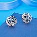 Multicolored Austrian Crystal Rhinestone Stud Earrings for Women Fashion S925 Sterling Silver Hypoallergenic Jewelry (Blue Main Crystal/Rose Gold-tone)