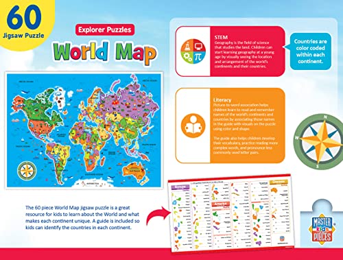 MasterPieces Rompecabezas Educativo 60 Piezas para Niños - Mapa Mundial - 16.5"x12.75" miniatura 3