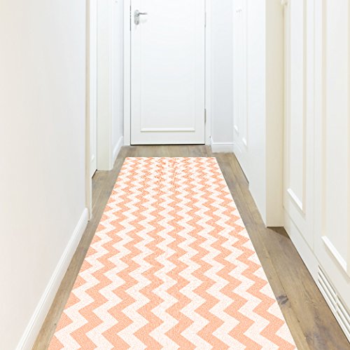 VINILIKO, Alfombra de vinilo, Naranja y Blanco, 80x300 cm