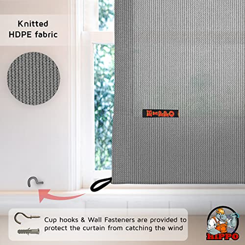 Image of HIPPO 150 GSM Outdoor Sun Blocking Balcony Eyelet /Grommet Curtains Sun & UV Protection, Light Filtering 4.5FTX4.5FT Window Curtain (Grey)