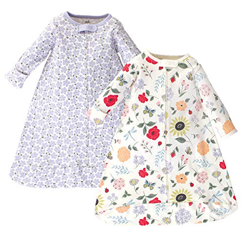 Image of Touched by Nature Unisex Baby Organic Cotton Long-Sleeve Wearable Sleeping Bag, Sack, Blanket, Flutter Garden, 0-3 Months