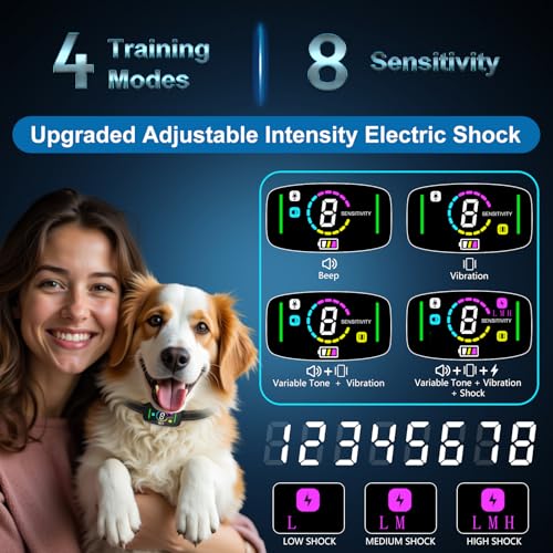 Villabliss Coleira de latido para cães – Tecnologia de IA ultrassônica, 8 níveis de sensibilidade, I