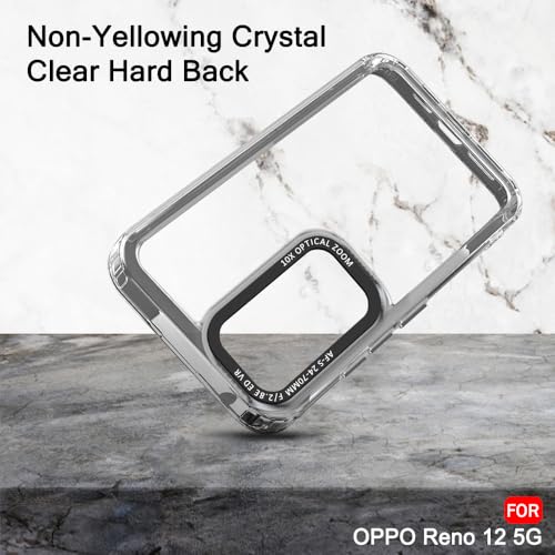 Image of TheGiftKart Hybrid Shockproof Back Cover Case for Oppo Reno 12 5G | Stylish Camera Border | Electroplated Buttons | Crystal Clear Hard Back Cover Case (TPU & PC, Smoked Bumper)