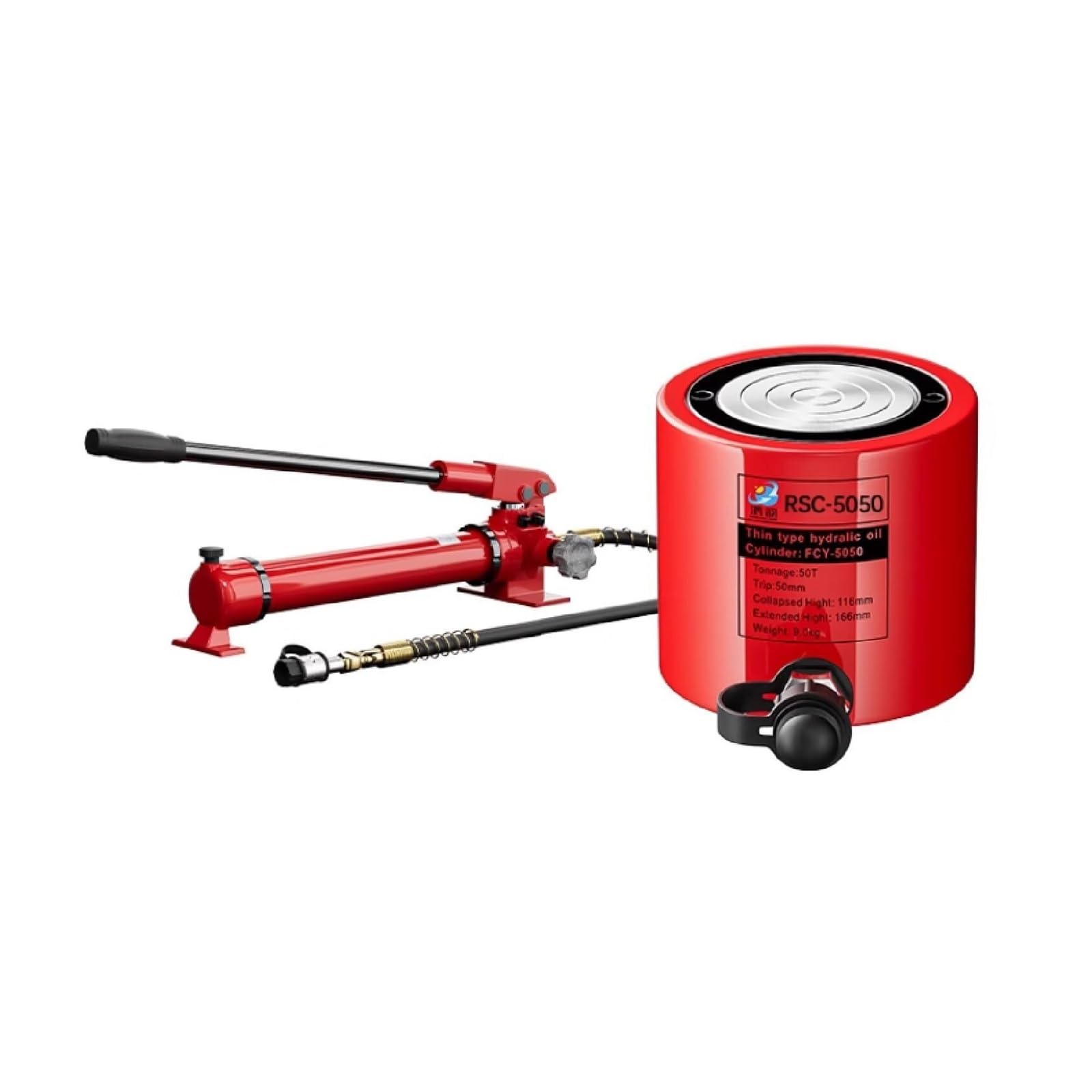 Podnośnik hydrauliczny z skokiem 50 mm, podnośnik hydrauliczny z CP-700, zestaw podnośnika, cylinder podnoszący z automatycznym zwijaniem (skok 50T/49,999.9 kg-5.1 cm)