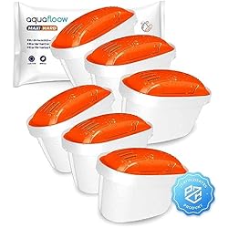 Filtro De Intercambio Ionico Aquafloow Maxihard Cartuchos de Filtrado para Agua 6 Piezas, Compatible con BRITA Maxtra, Style, Marella, Elemaris, XL, Fun, Dafi | Filtro de Agua Que Reduce la cal y el Cloro, Agua filtrada